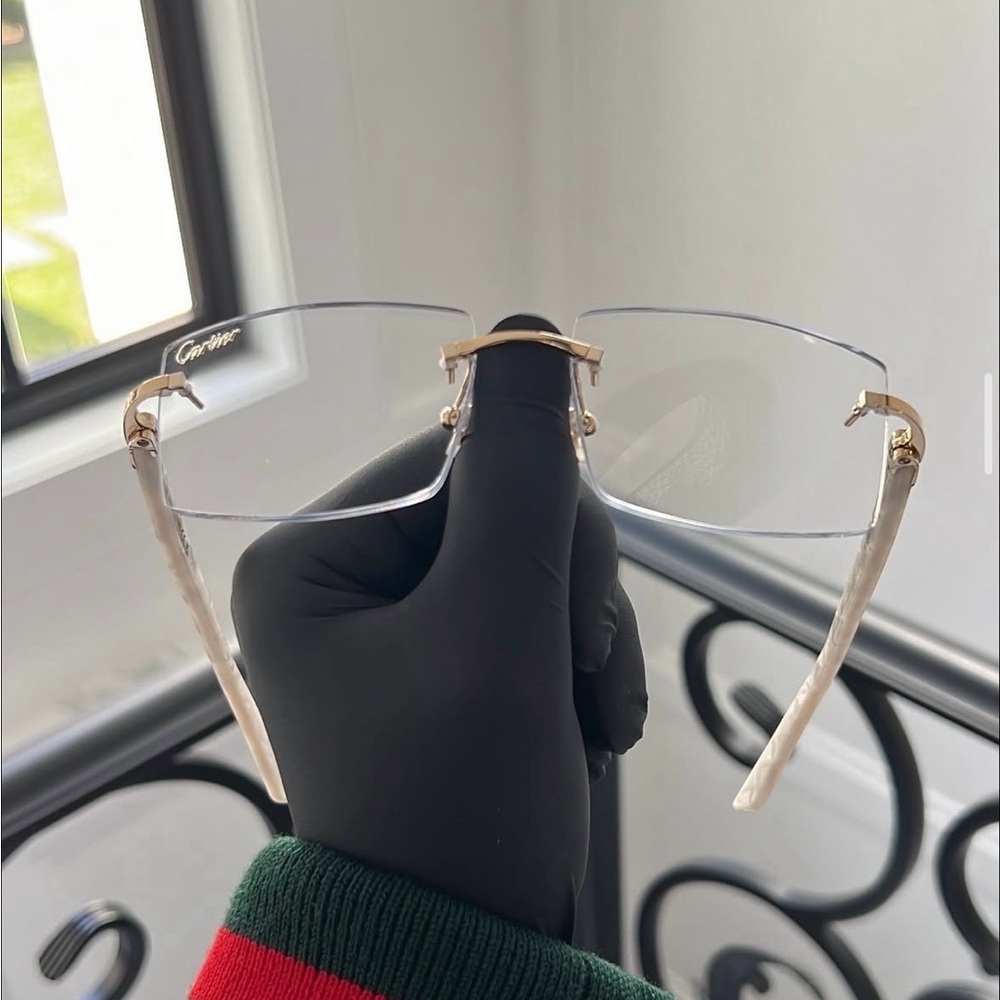Cartier Women's Glasses with Gold Frame and Cream Arms